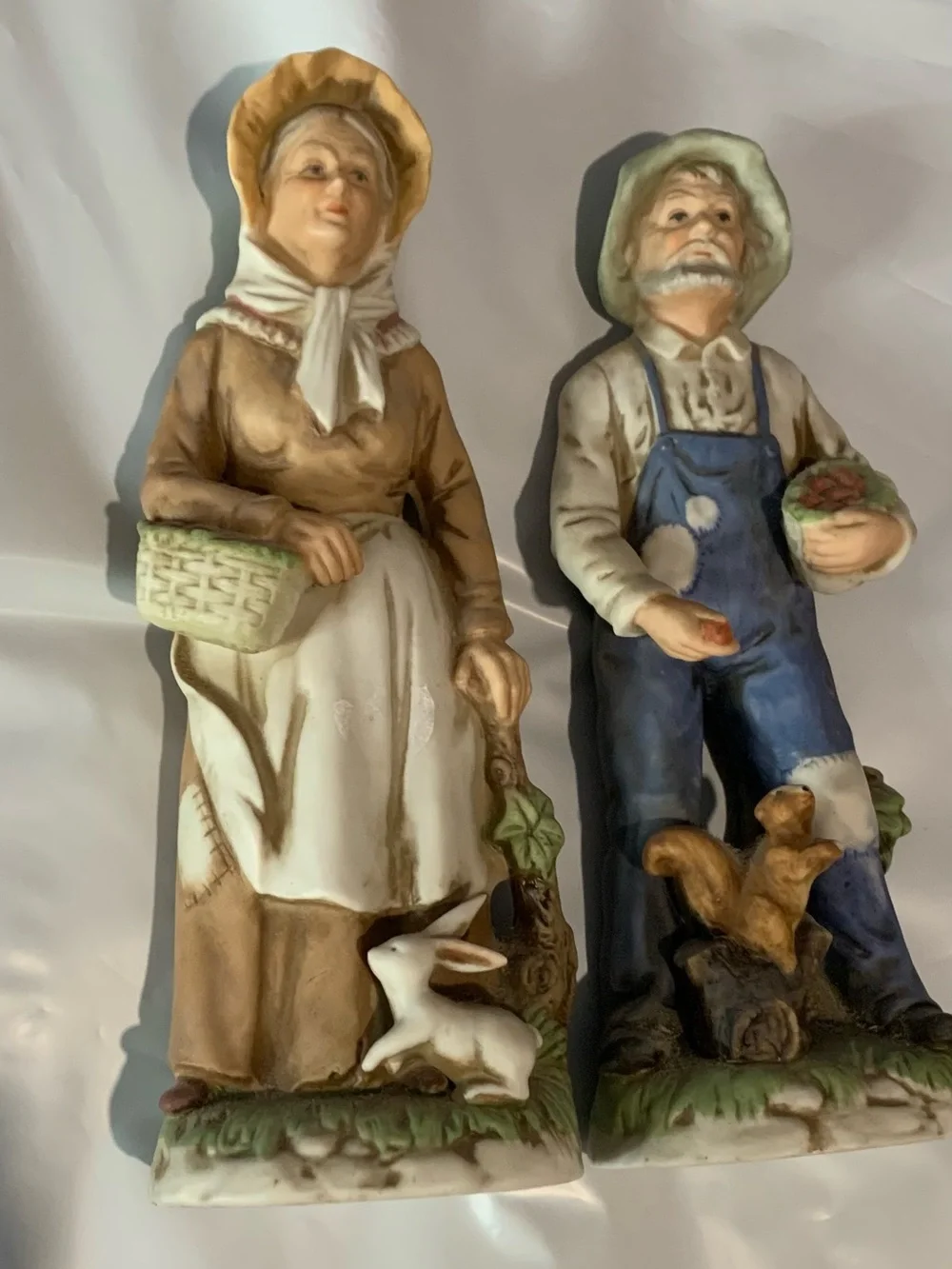 Homco Porcelain Farmer & Wife Porcelain Figurines 1409